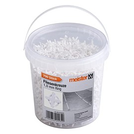 Meister Tile Spacers 1.0 mm - Practical Set of 700 Pieces - Reusable with Ring - Made of Robust Polypropylene - White / Tile Accessories / Tile Laying Aid / Joint Crosses / 4426600