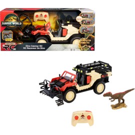 Matchbox RC Jurassic World Toy Truck, Remote-Control Battery-Operated Vehicle with Dinosaur Figure, Dino Catcher RC & Capture Cage for Transport