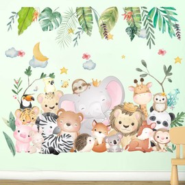 Condessacity Wall Sticker Kids Cute Elephant Lion Panda Wall Sticker Children's Room Bedroom Background Wall Kindergarten Nursery Nursery Decor Wall Sticker Toy Room Wall Decor
