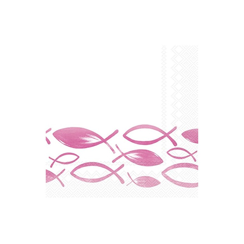 20 Small Cocktail Napkins Festive Swarm Fish Pink | Table