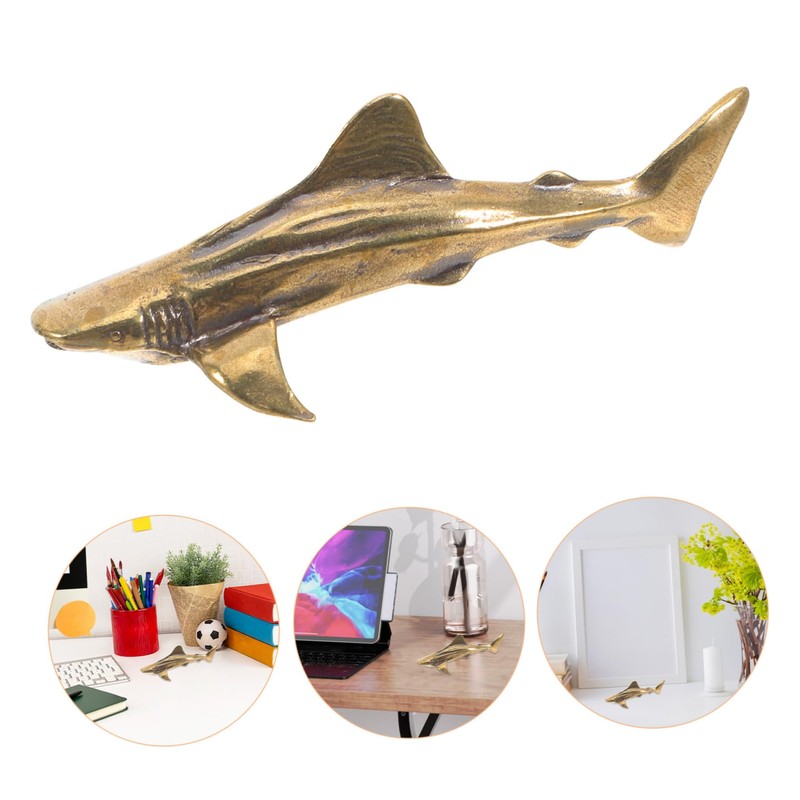 Zerodeko Brass Shark Decor Creative Indoor Tabletop Ornament Unique Shark