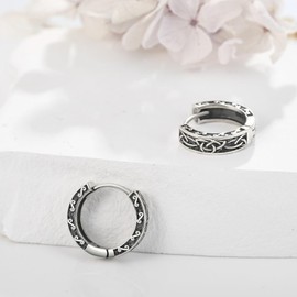 POPLYKE Celtic Earrings 925 Sterling Silver Nordic Viking Earrings Jewellery Gift for Women Men Hoop earrings