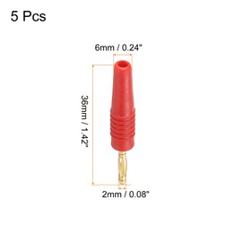 PATIKIL 5 Pack Banana Plugs Connector Solder Type Speaker Banana Plugs 2mm Gold-Plated Copper Red for Speaker Wires, Sound Systems, Video Receivers, Home Theater