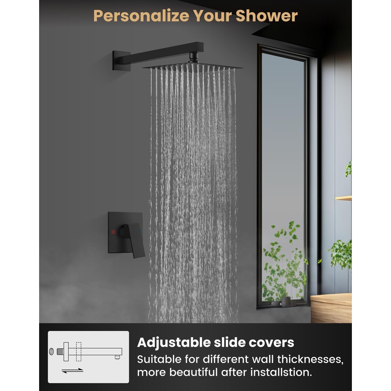 Airuida Shower Faucet Set with Female Thread Rough-in Valve, Rainfall