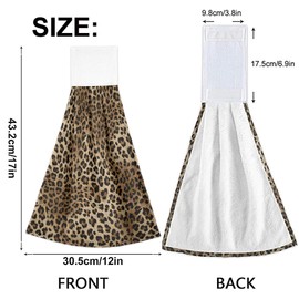 Boccsty Leopard Skin Print Hanging Kitchen Towels 2 Pieces Zebra Tiger Skin Dish Cloth Tie Towels Hand Towel Tea Bar Towels for Bathroom Farmhouse Housewarming Tabletop Home