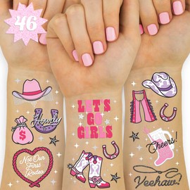 xo, Fetti Rodeo Birthday Party Temporary Tattoos - 46 silver Styles | Birthday Decorations, Giddy Up Cowgirl Accessory, Let's Go Girls Rodeo Theme Favor, Nashville Gift + Cow Print Supplies