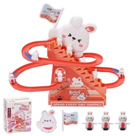 Race Track Toy Climbing Stairs Toys with 3 Bunnys Kid Fun Playing Games with Slide Light Music Roller Coaster Toy Set for Kids Birthday Gifts Slide Roller Coaster Toys for Kids Boys Girls