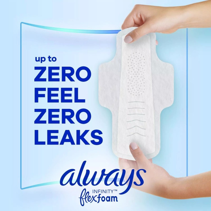 Always Infinity Feminine Pads for Women with Wings, Unscented, Size