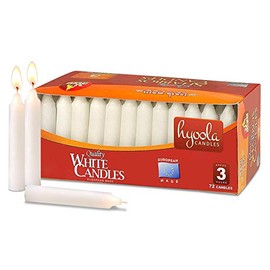 Hyoola White Candles - Short Candlesticks - 4 Inch Candle Sticks (10cm) - 3 Hour Burn Time (72 Pack), European Made