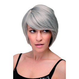 WIG ME UP 6082-51 Lady Wig Cosplay short long bob page side parting (of very long fringe) bright silver grey