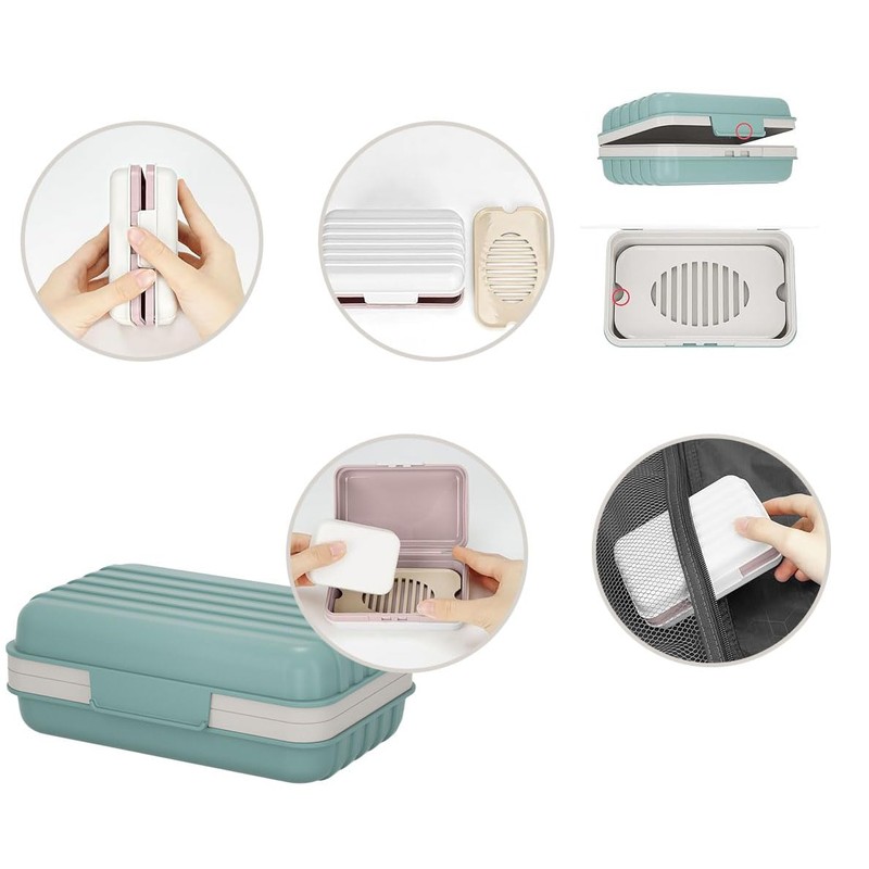 WEZCHUGHAOL Leakproof Travel Soap Dish with Lid - Draining Soap