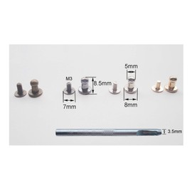 Sam Brown Button Screw Bolts Round Rivets Leather Craft Belt Screw Tip Nail with Install Hole Punch, Pack of 41