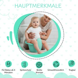 Easypisi Baby Potty for Holding (Turquoise), Nappy-Free, Baby Pot Toilet, Mobile Boys/Girls Children's Potty up to 1 Year, Baby Accessories, Made in Germany
