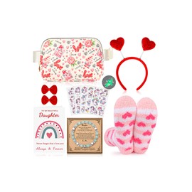 Valentines Day Birthday Gifts for Daughter, Unique Gifts for 4 5 6 7 8 9 10 Year Old Sweet Teen Girls, Belt Bag Crossbody Bags for Daughter Gift Basket Set of 7