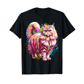 Colorful Splash Art Maine Coon Cat Face Men Women Girls Kids T-Shirt