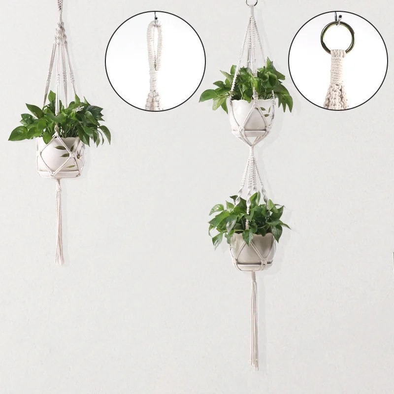 WeedGuard Outdoor Plant Hanger Macrame – Handcrafted Knotted Lifting Rope