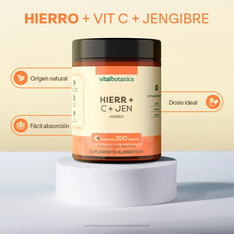 Hierro + Vitamina C | 200 Capsulas | Vitalbotanics