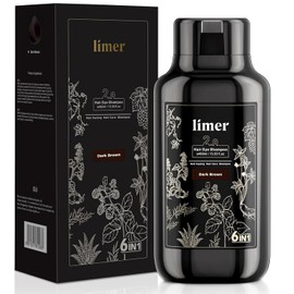 Limer Hair Dye Shampoo, Dark Brown 6-in-1 Natural Herbal Hair Color Shampoo, Semi-Permanent Gray Coverage with Pleasant Scent, Ammonia-Free Formula for Women & Men (460ml/15.55fl oz)