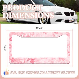 HCSS 2PCS Cute Pink Leaves License Plate Frames, Pink Aluminum Metal License Plate Holder Covers Car Accessory, Rust-Proof Waterproof Car Decorative Tag Frames for Standard US 12x6 Inch