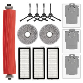 (13 Pack) QRevo S Replacement Parts Compatible with Roborock Qrevo S, Qrevo Pro, Qrevo MaxV, QRevo Plus Robot Vacuum, 1 Roller Brush, 4 Black Side Brushes, 3 Dust Bags, 3 HEPA Filters, 2 Mop Pads