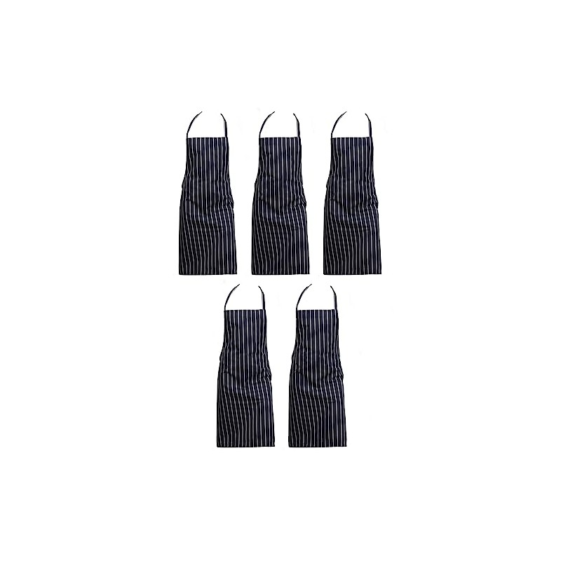 Zukeo Chef Pack of 5 Professional Woven Stripe Cotton Butchers