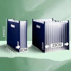 Horizontal A4 Cellular File, 13 Compartments, Document Organizer, Waterproof, For Business, Home, Holds Approx. 2,000 Pages, Indigo Blue