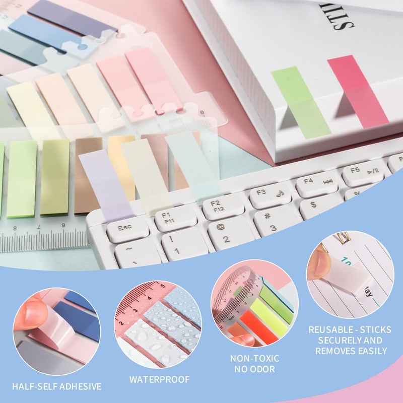 Pack of 2000 Sticky Notes, Sticky Notes Book Tabs Post