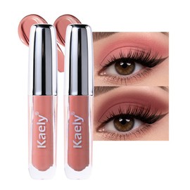 2Pcs Rosy Pink Deep Burgundy Matte Liquid Eyeshadow Eyeliner, 12#13#