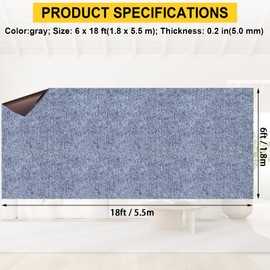 Grefinity Marine Carpet,6 FT x 18 FT Blue-Gray Indoor Outdoor Carpet 0.2" Thick Boat Carpet with Water-Proof TPE Backing, Non-Slide Outdoor Marine Carpet Roll for Home, Patio, Porch, Deck