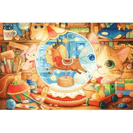 Pintoo Jigsaw Puzzles 600 Piece for Adults - Cotton Lion - Cat Artist Beautiful Plastic Puzzle for Home Decor Zero Dust Easy Storage [H2212]
