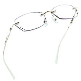 YEIN Fashion Rimless Reading Glasses Blue Light Blocking Spectacle Readers for Women(Green,+0.00)