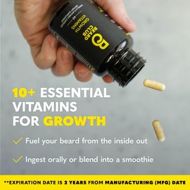 The Beard Club - Biotin Beard Growth Vitamins - Support A Thicker Fuller Beard, Fill in Patches - Minerals & Multi-Vitamins Help Support and Stimulate Healthier Facial Hair Growth