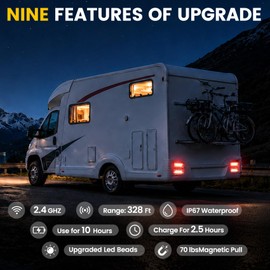 TXGSDXS Wireless Trailer Lights, 2026 NEW 110° Rotatable Magnetic LED Trailer Lights with Reflectors, 2 Mounting Options, IP67 Waterproof, Rechargeable Tow Light for Boat RV Camper Caravan