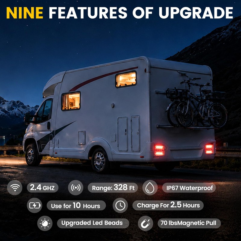 TXGSDXS Wireless Trailer Lights, 2026 NEW 110° Rotatable Magnetic LED