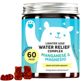 Water Relief Complex - Caramelle Gommose Equilibrio Elettrolitico, Gambe Leggere - Vitamina C, Magnesio, Manganese - 60 pezzi (1 mese) - Senza Zuccheri Aggiunti, Vegan - Bears with Benefits