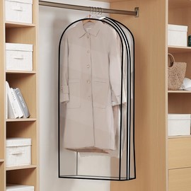 AngelPlain Clear Garment Bag for Hanging Clothes, Garment Bags for Closet Storage, Shirts, Coats, Dresses (60 x 25 x 130cm)