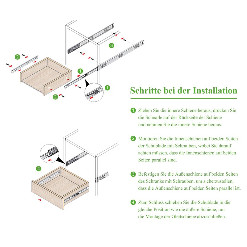 SAYOYO Full Extension Drawer Rail System - Load Capacity 45