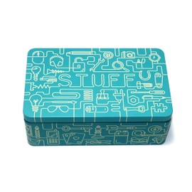 TINIT Stuff Tin - Man Tin Miscellaneous Storage Box (Turquoise/Cream)
