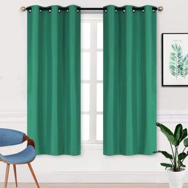 Home Collection 2 Panels 100% Blackout Curtain Set Solid Color with Rod Pocket Grommet Drapes for Kitchen, Dinning Room, Bathroom, Bedroom,Living Room Window New (74” Wide X 62” Long, Teal)