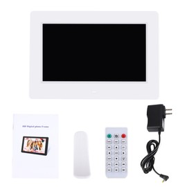 7Inch 1024*600HD Digital Photo Picture Frame Alarm Clock Player Album Remote Control White