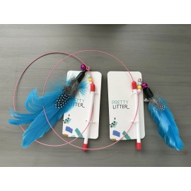 Pretty Litter Set of 2 Pretty Litter Feather Teaser w/Bells Wand Cat Toys