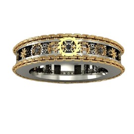 Awmnjtmgpw 18K Gold Unique Personality Mechanical Steampunk Gear Men's and Women's Universal Ring Size 6-10 (Size 8)