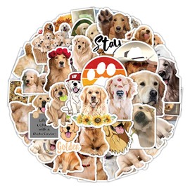 Golden Retriever Stickers for Laptop(50 PCS),Gift for Children Teens Adults Girl Boys,Waterproof Stickers for Water Bottle,Dog Vinyl Stickers for Scrapbook,Skateboard,Bike,Phone,Dairy