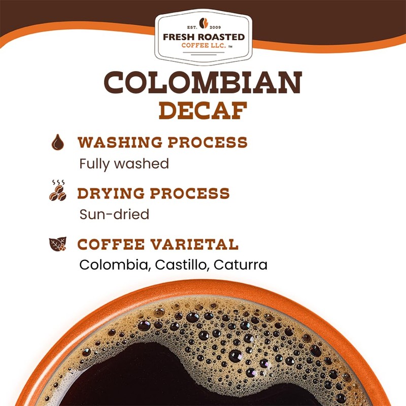 Fresh Roasted Coffee,100% Colombian Decaf, Kosher, EA Natural Decaf, K-Cup