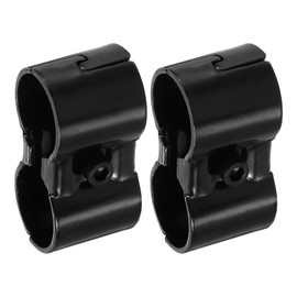 sourcing map 2 Pcs Double Port Parallel Pipe Clamps, 1-1/8" Saddle Metal Connectors Corner Pipe Fittings End Rails Clamp with Screws for DIY Shelf Garden Support, Black