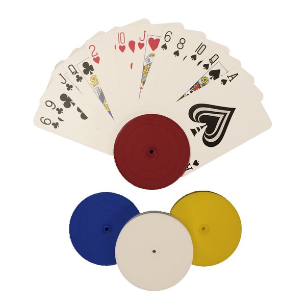 4 Piece Round Card Holders in Red, White, Yellow & Blue, Multi