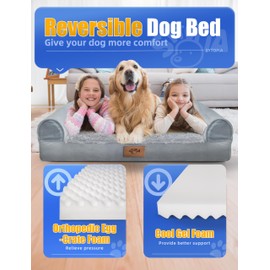 42" Orthopedic Indestructible Dog Bed for Large Dogs, Washable Chew Proof Dog Bed with Removable Cover and Anti-Slip Bottom, Deluxe Waterproof Dog Crate Bed- Sofa XL Dog Bed