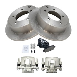 TRQ Rear Ceramic Disc Brake Pads Rotors & Calipers Kit for Chrysler Dodge Jeep Mitsubishi New