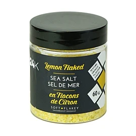 24K Lemon Salt Flakes - 60g (2.1oz) | Lemon Infused Seasoning Salt, Add Unique Crunch and Colour to Finished Dishes, Rim Cocktail Glasses, Compliments Vegetables, Seafood, Desserts
