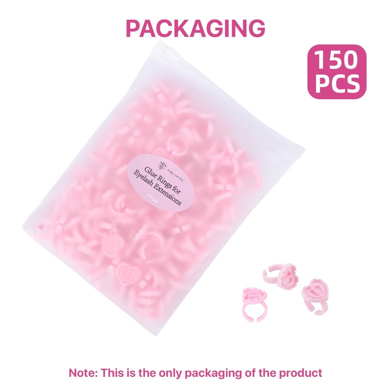 Pretty memory 150 Pcs Glue Rings for Eyelash Extensions, Lovely